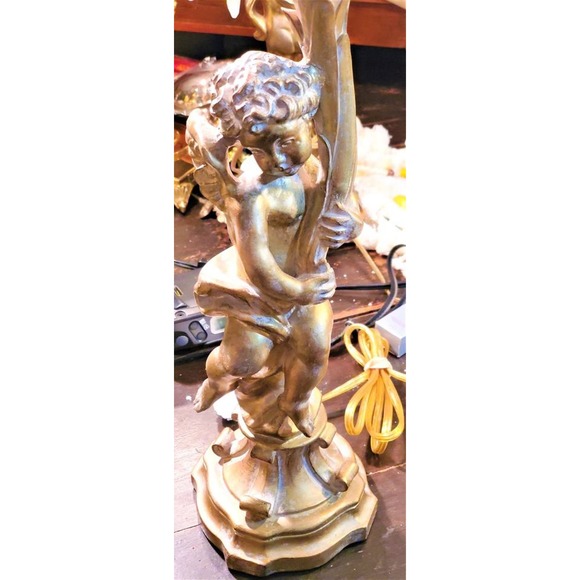Beaux Arts Regency Cast Vintage Cherub Table Lamp - Picture 2 of 7